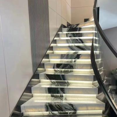 Panda White Marble Stair Case